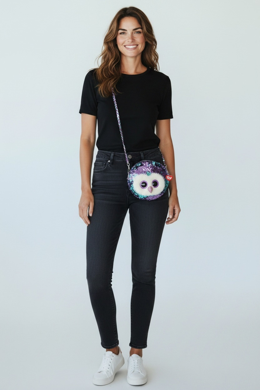 Ty Fashion Moonlight the Owl Sequin Crossbody Purse